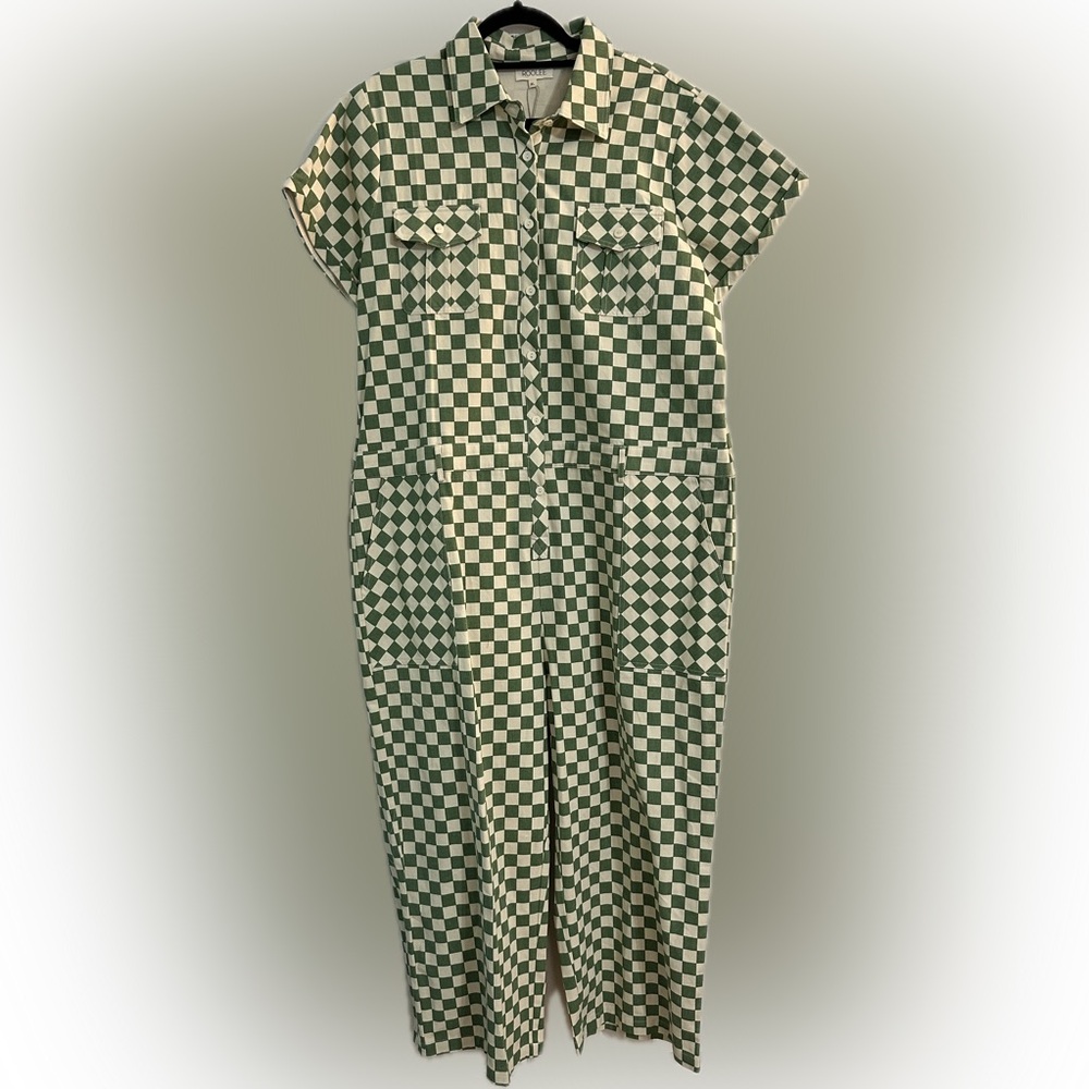 ROOLEE NWT Checkered Utility Jumpsuit Far Out Jumpsuit Green size XL